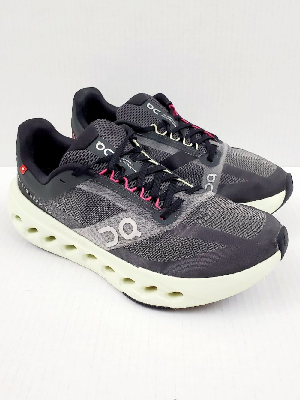 ON Cloudsurfer Next Womens Size 8.5 Black Lima Grey Pink Running Athletic Shoes